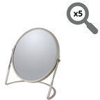 Specchio ingranditore da tavolo su base in acciaio modello Akira colore tortora opaco