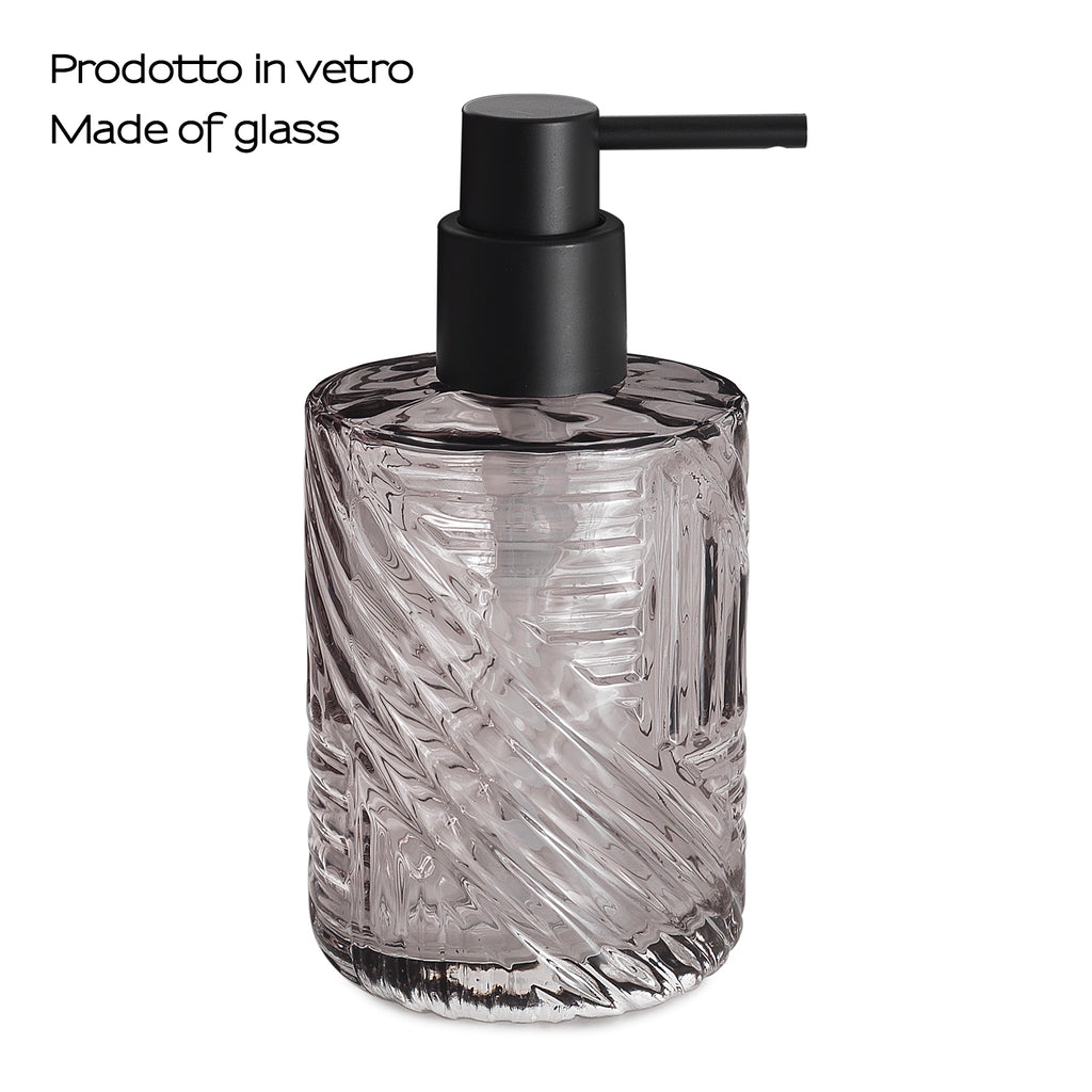 Dosasapone in vetro con erogatore in plastica nera Gedy serie Corinne - Trasparente
