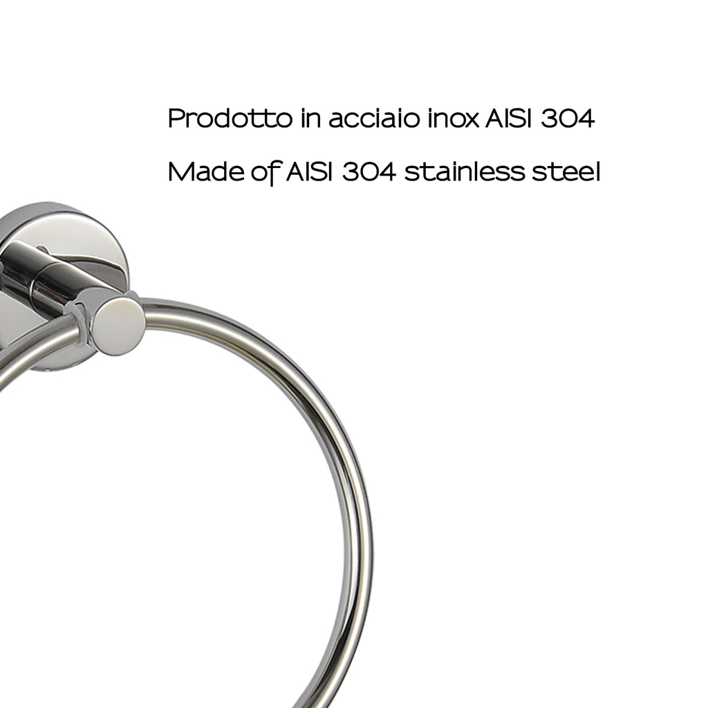 Portasalviette ad anello in Acciaio Inox AISI 304 Gedy serie Project - Lucido