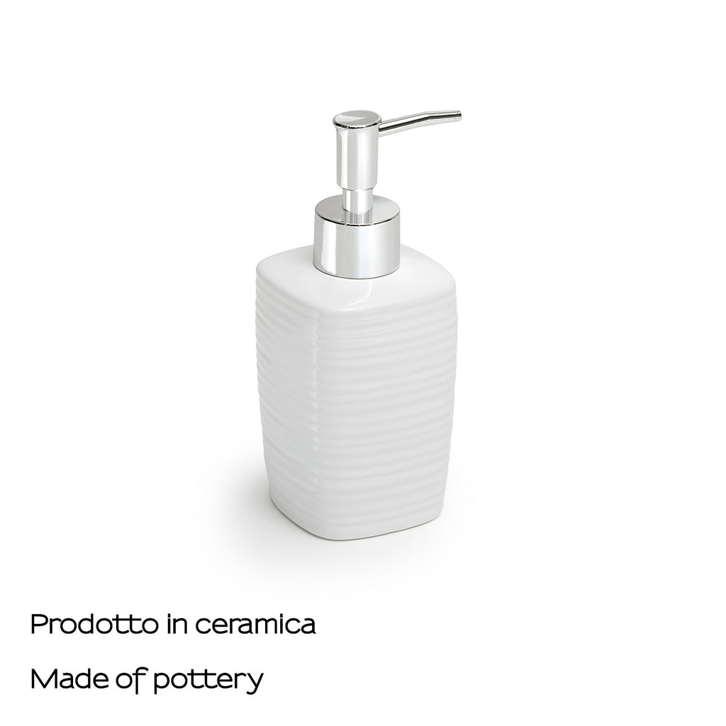 Dispenser sapone in ceramica con erogatore cromato Gedy serie Kelly - Bianco