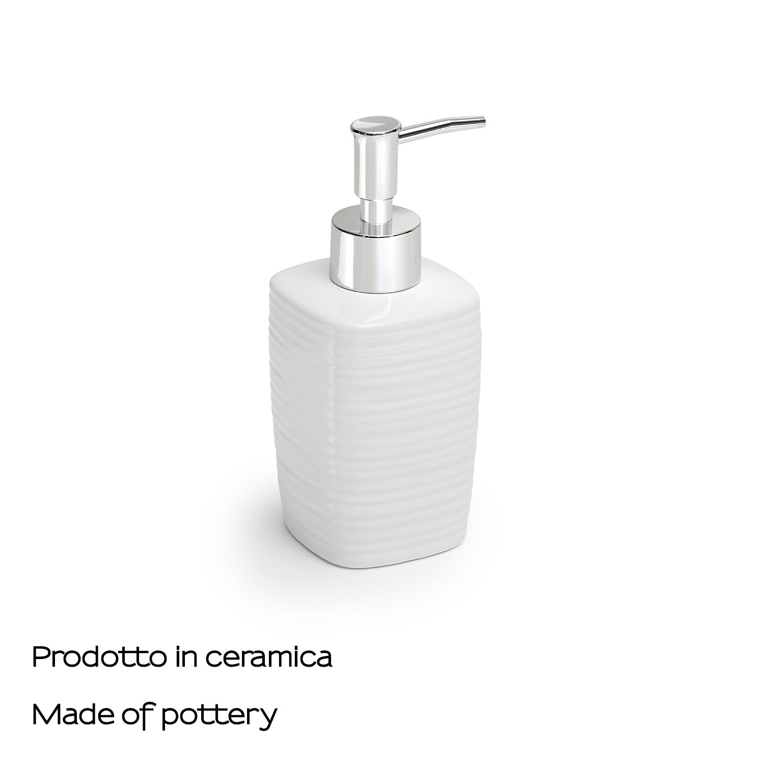 Dispenser sapone in ceramica con erogatore cromato Gedy serie Kelly - Bianco