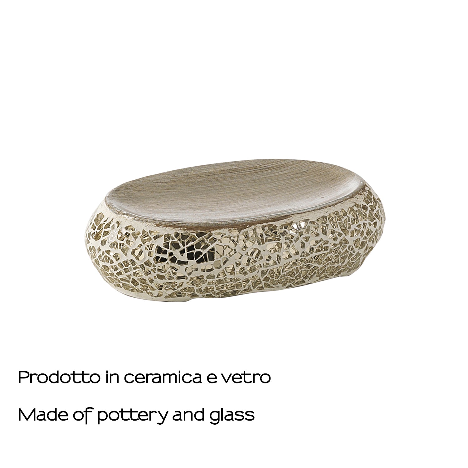 Portasapone in ceramica e vetro Gedy serie Myosotis - Crema/Oro