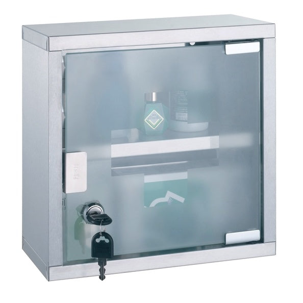Armadietto dei medicinali con chiave Acciaio e vetro inox colore grigio
