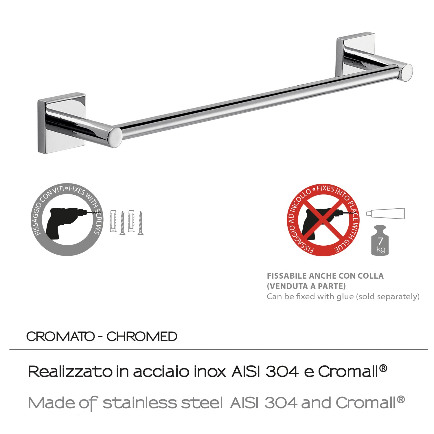 Portasalviette a muro 45 cm Fuji di Gedy - Cromato