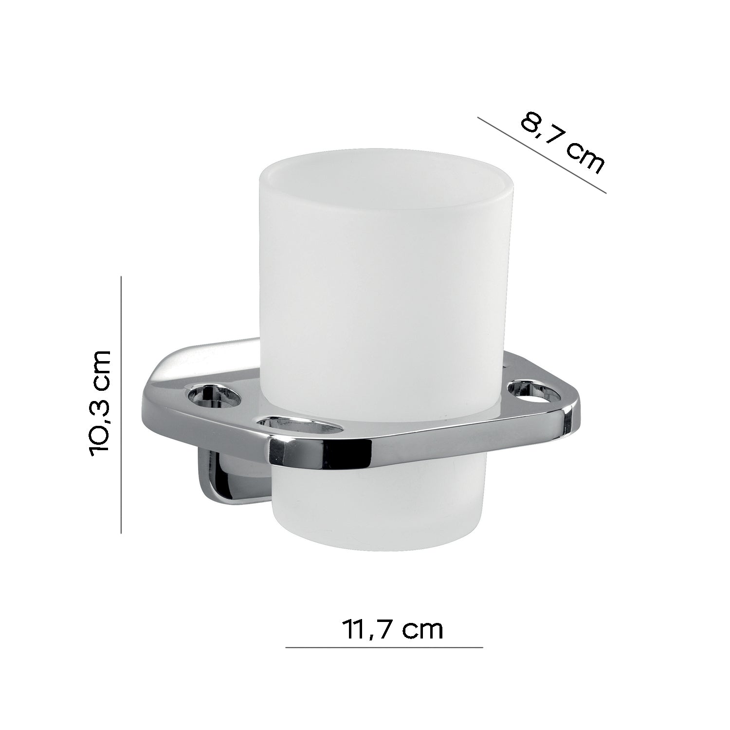 Portaspazzolini a muro in alluminio anodizzato di Gedy serie K2 - Cromato