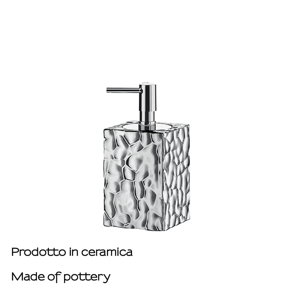 Dispenser sapone in ceramica con erogatore cromato Gedy modello New Martina - Argento