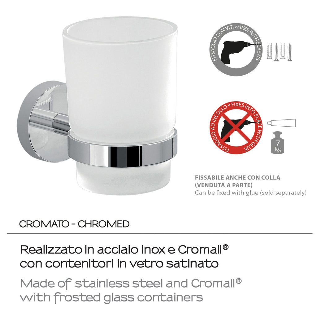 Portaspazzolini a muro in Acciaio Inox Eros di Gedy - Cromato