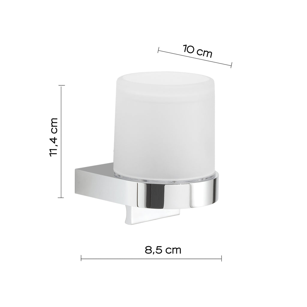 Distributore di sapone tondo di Gedy modello Giava da 150 ml in vetro e Cromall - Cromato