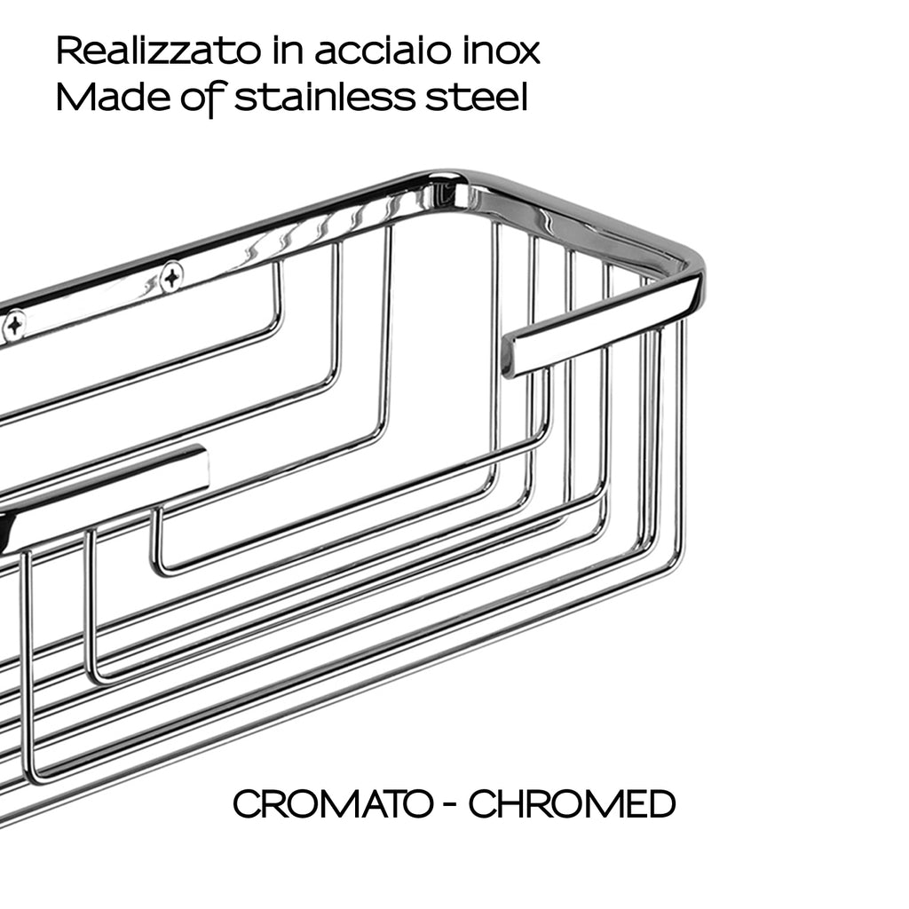 Portaoggetti doccia rettangolare alto modello Augustus di Gedy - Cromato