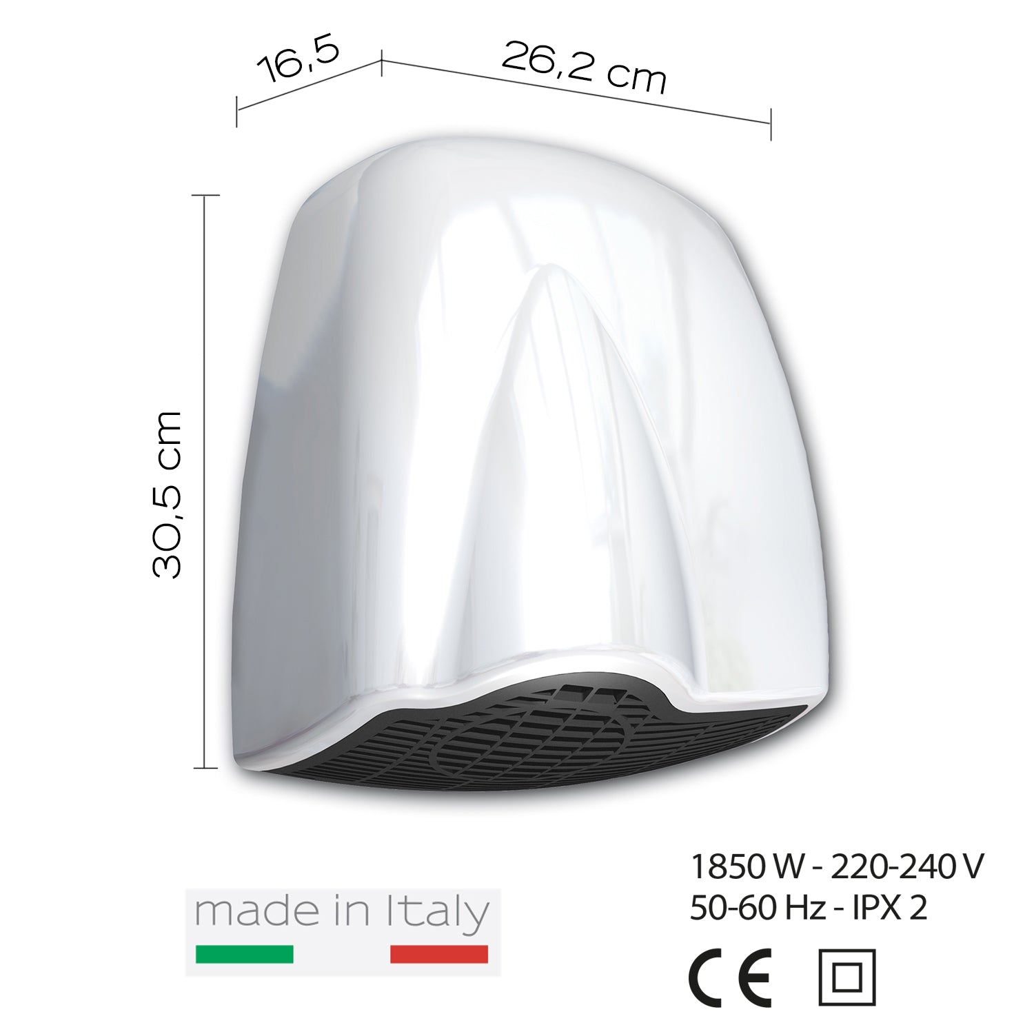 Asciugamani con motore ad induzione e fotocellula di Gedy modello Brisa - Bianco