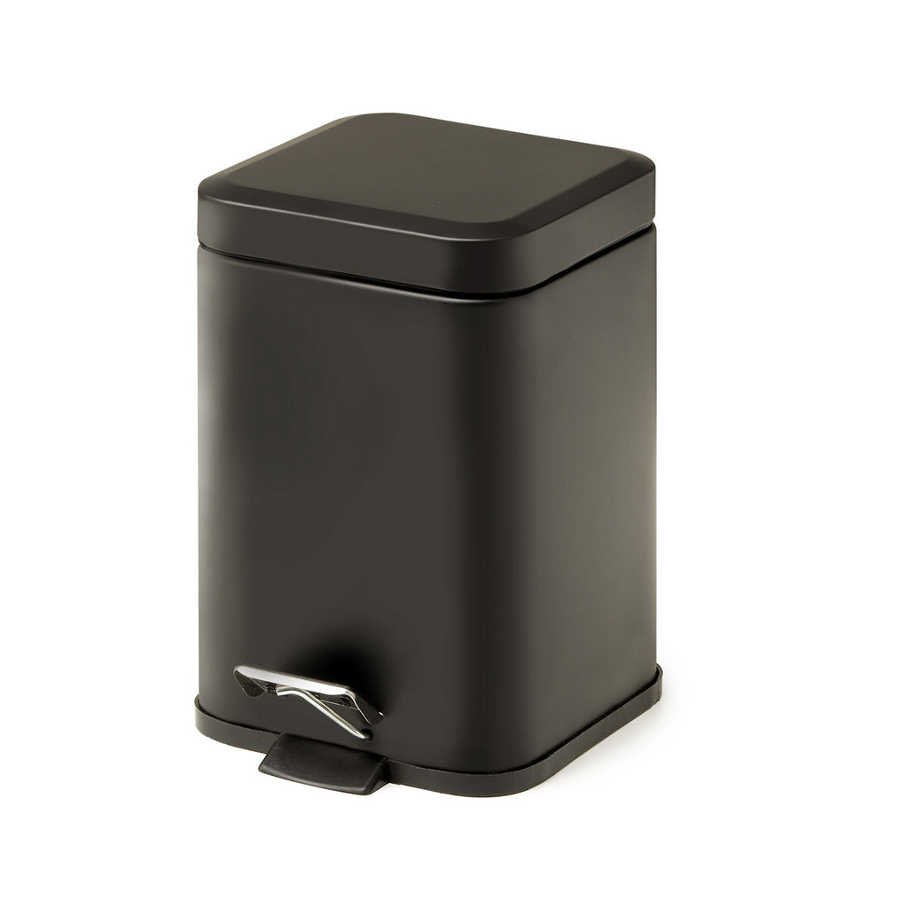 Cestino bagno quadrato 3 lt in Acciaio Inox modello Argenta di Gedy - Nero Matt