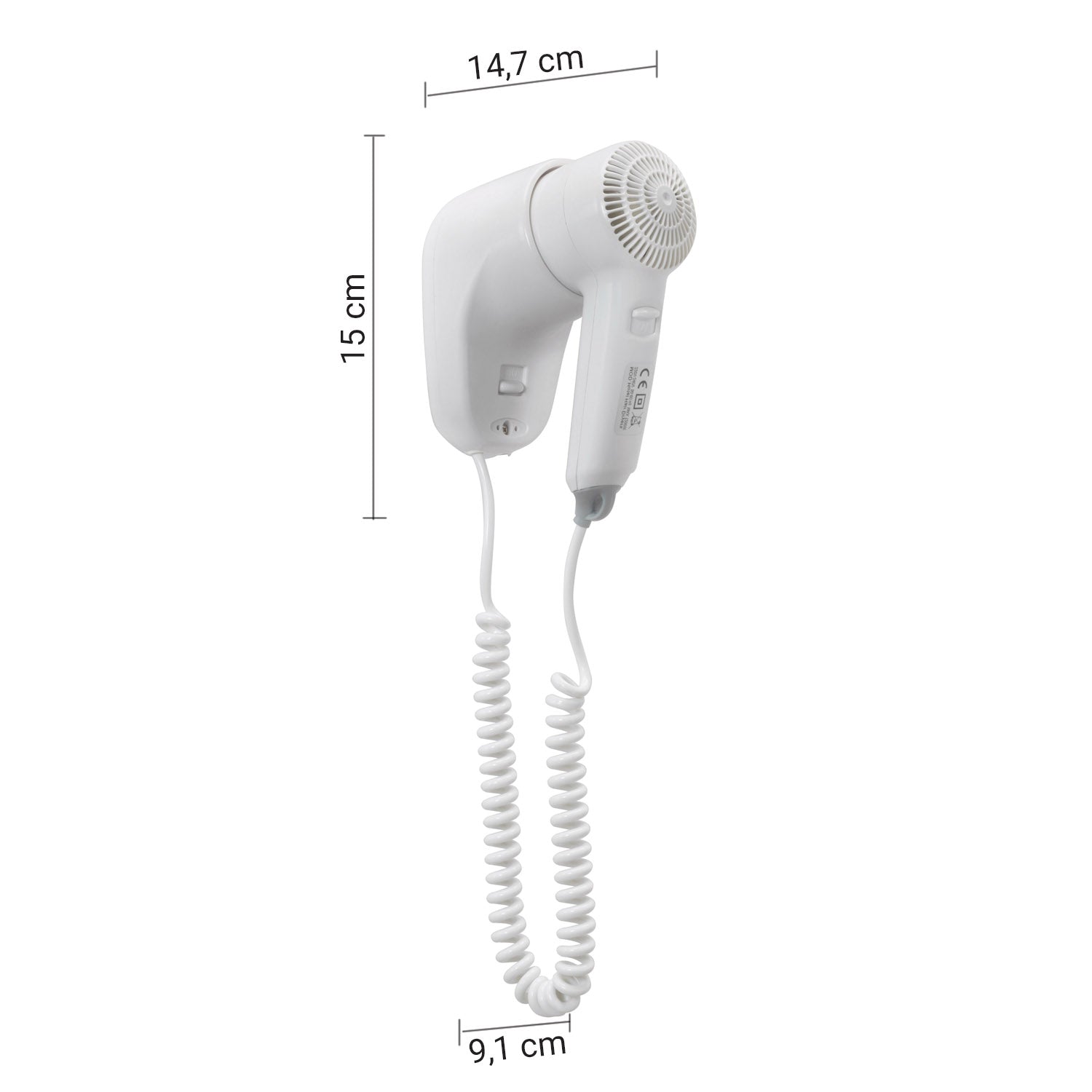 Asciugacapelli 1200W con supporto a parete modello Zefiro di Gedy - Bianco