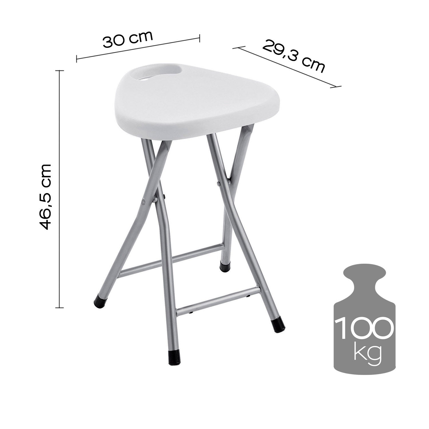 Sgabello Gedy richiudibile in resine termoplastiche e metallo - Bianco