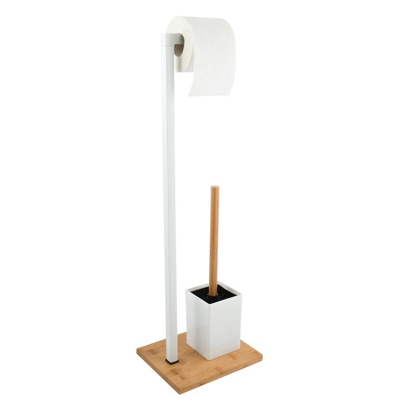 Piantana da bagno con porta rotolo e porta scopino in bambÃ¹