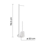 Piantana portarotolo e portascopino in Alluminio e Acciaio Inox modello Mammolo di Gedy - Bianco