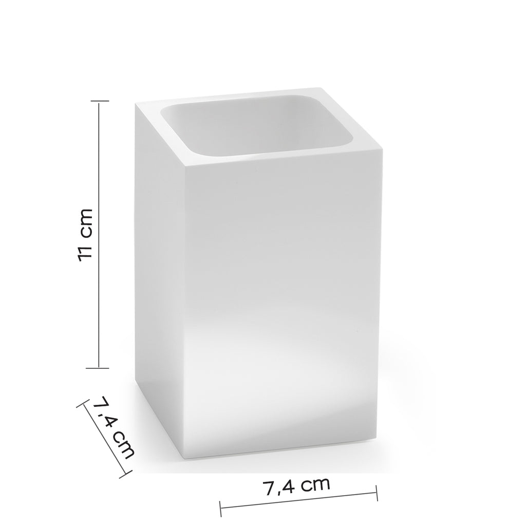 Portaspazzolini in resina e sabbia Gedy serie Sofia - Bianco
