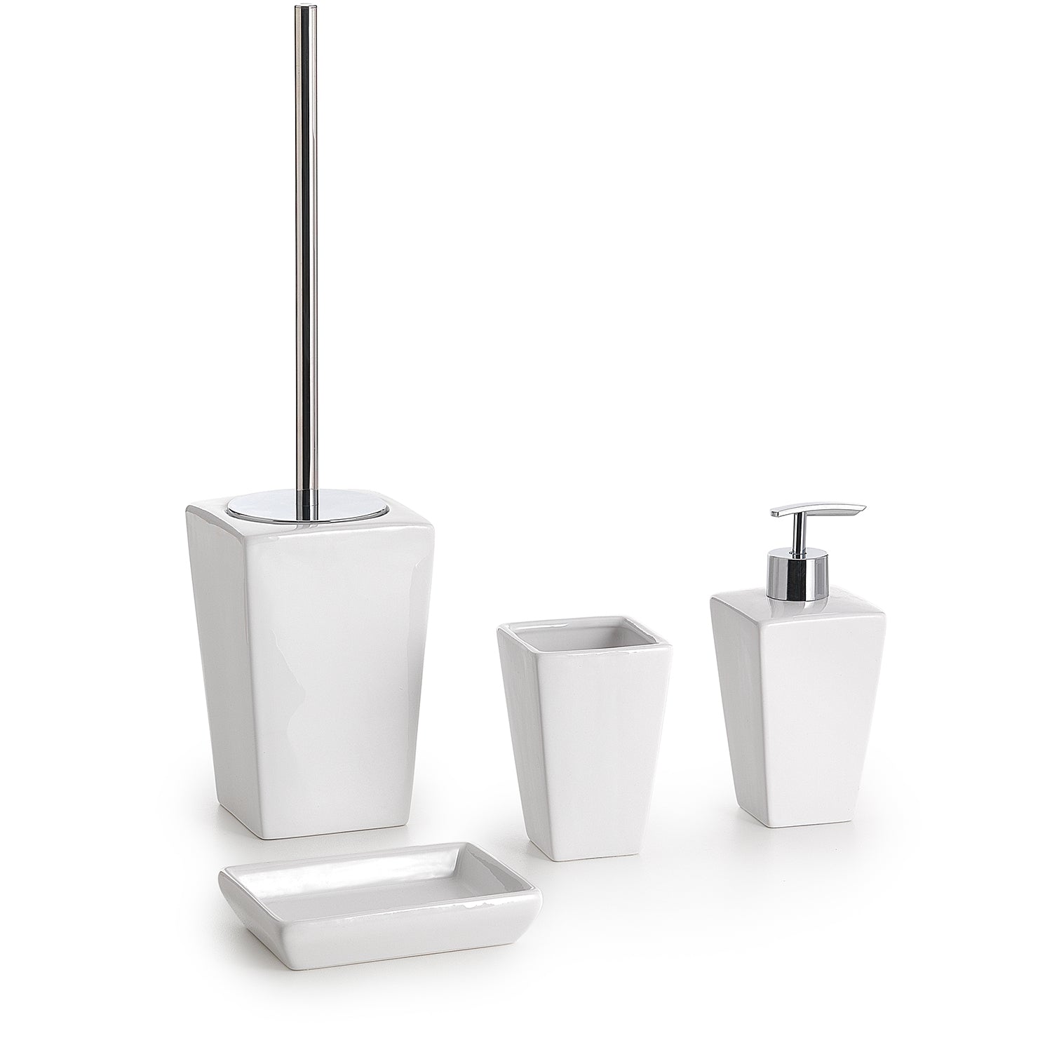 Dosasapone in ceramica con erogatore cromato Gedy serie Karima - Bianco