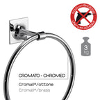 Porta asciugamani ad anello in ottone e Cromall Wizard di Gedy - Cromato