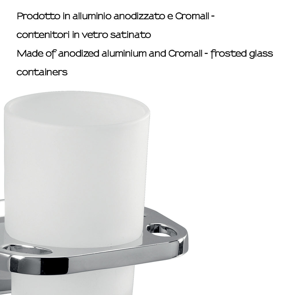 Portaspazzolini a muro in alluminio anodizzato di Gedy serie K2 - Cromato