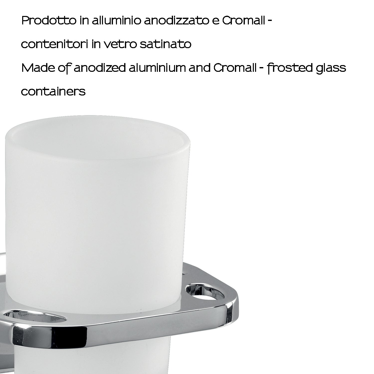 Portaspazzolini a muro in alluminio anodizzato di Gedy serie K2 - Cromato