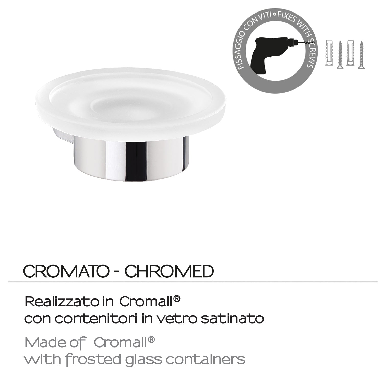 Portasapone a muro in Ottone e Cromall di Gedy serie Pirenei - Cromato