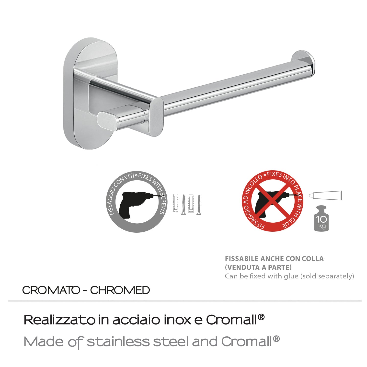 Portarotolo in Acciaio Inox Gedy serie Febo - Cromato