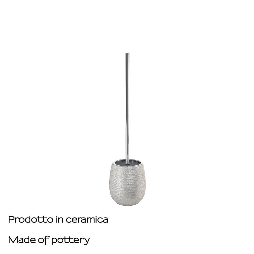 Scopino da appoggio in ceramica con ciuffo in setole Gedy modello Astrid - Argento