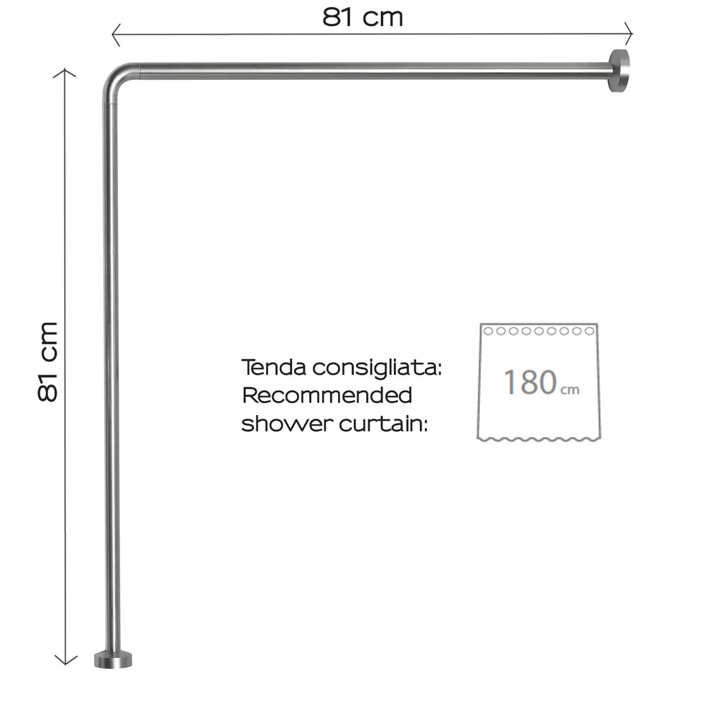 Asta doccia angolare 80x80 cm di Gedy - Alluminio Anodizzato