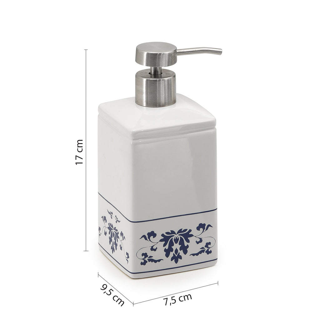 Dispenser sapone in porcellana Gedy serie Cixi - Bianco/Blu