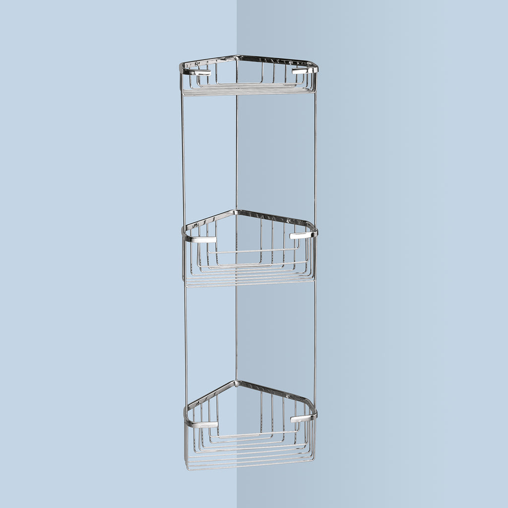 Portaoggetti doccia angolare a 3 ripiani modello Augustus di Gedy - Cromato