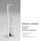 Piantana portarotolo e porta scopino modello Maine di Gedy in Acciaio Inox - Cromato