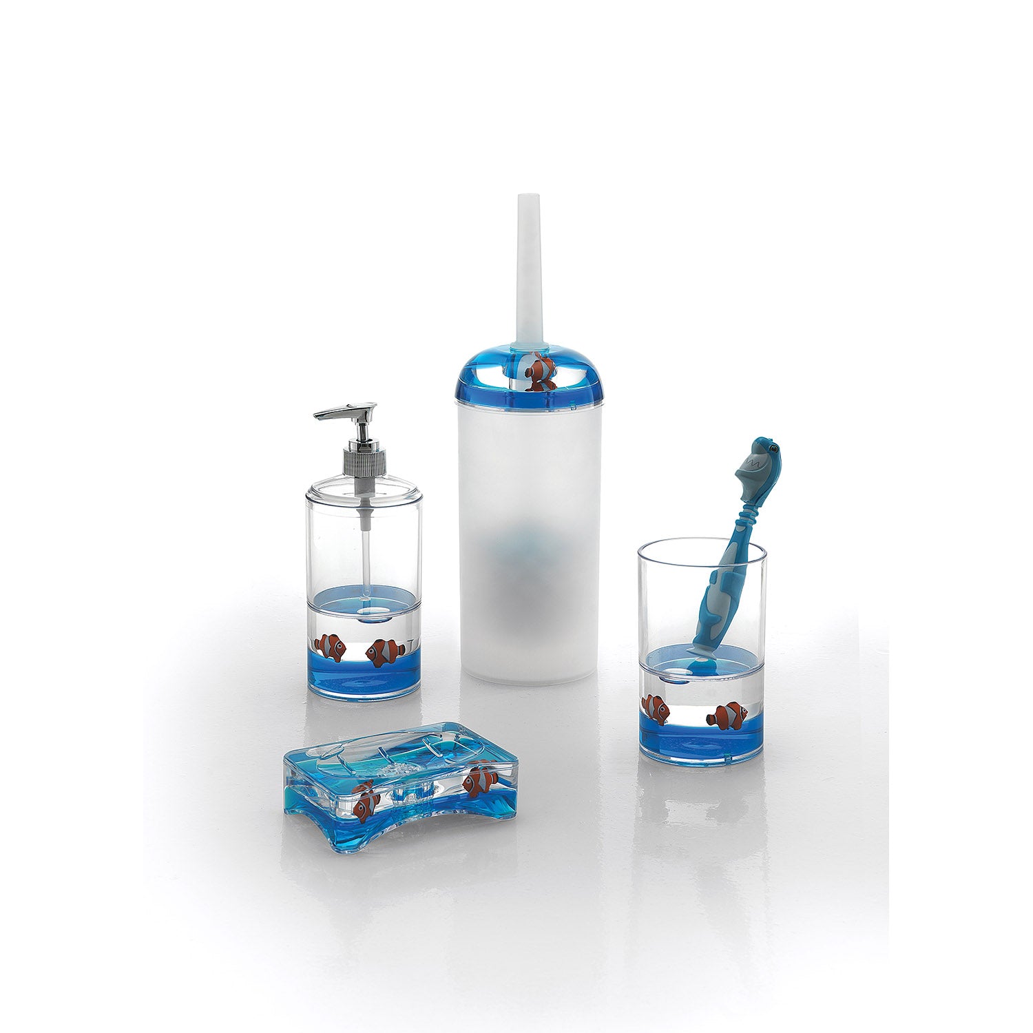 Portaspazzolini da appoggio Gedy serie Pyxis - Bianco/Blu