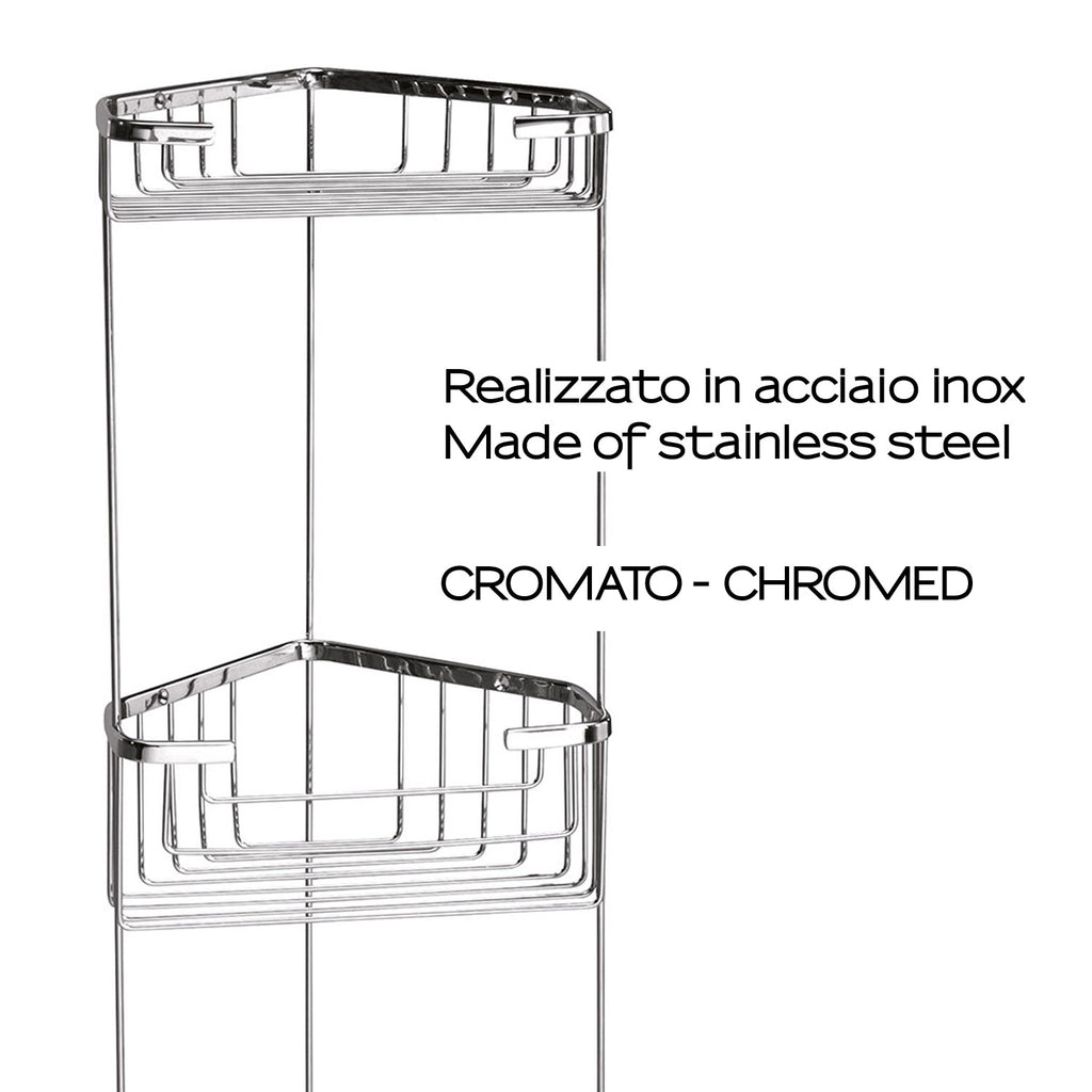 Portaoggetti doccia angolare a 3 ripiani modello Augustus di Gedy - Cromato