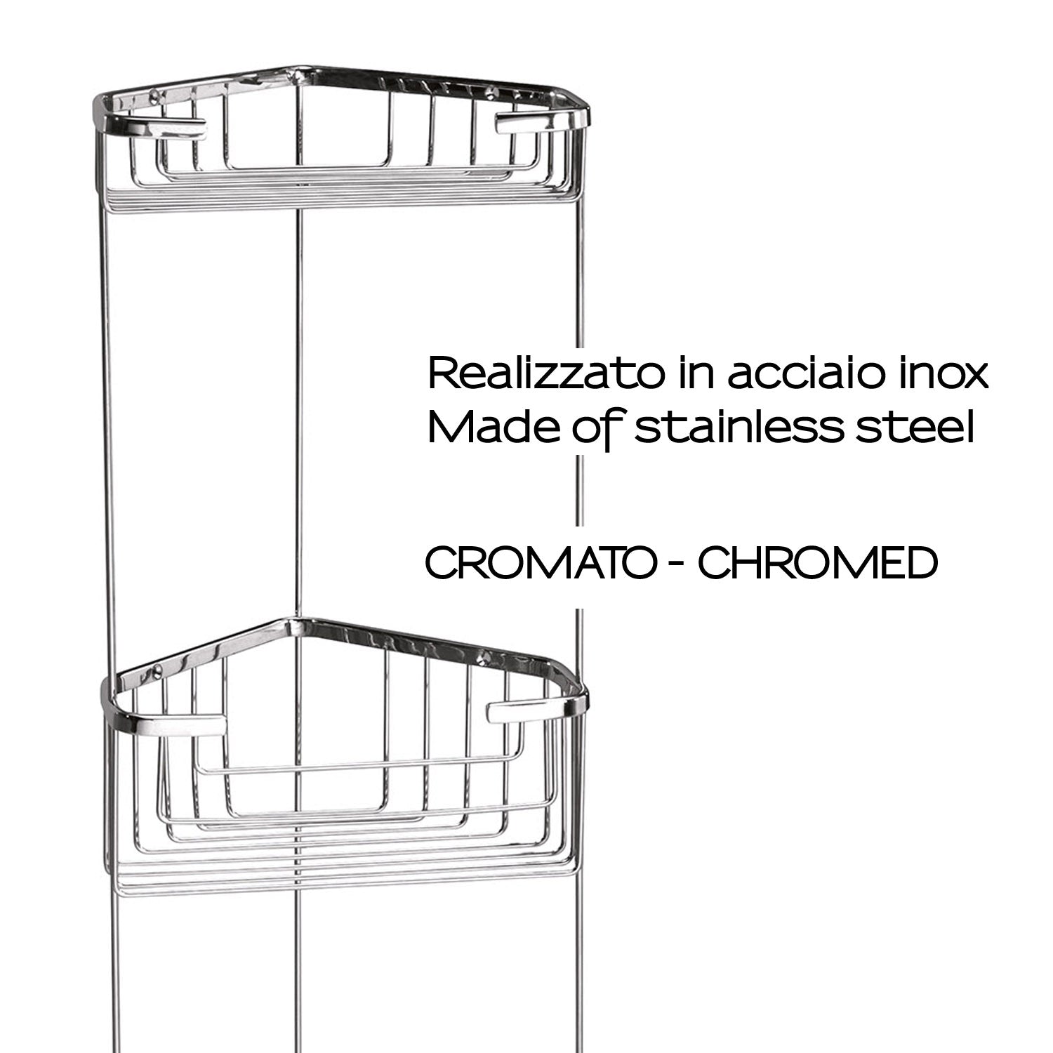 Portaoggetti doccia angolare a 3 ripiani modello Augustus di Gedy - Cromato