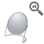 Specchio ingranditore da tavolo su base in acciaio modello Akira colore blu ghiaccio opaco