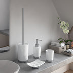 Dosasapone in ceramica e Acciaio Inox con erogatore cromato Gedy serie Petunia - Bianco