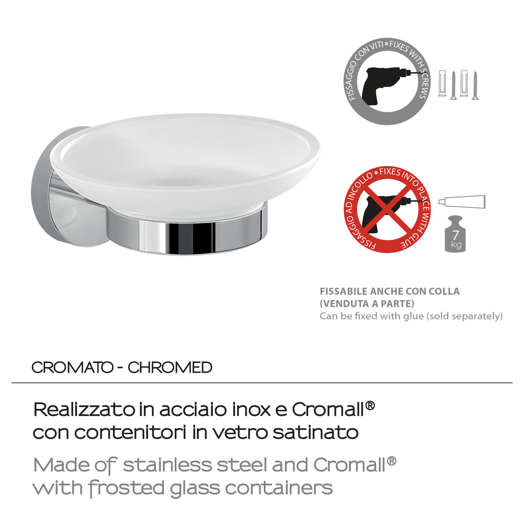Portasapone a muro in Acciaio Inox Eros di Gedy - Cromato
