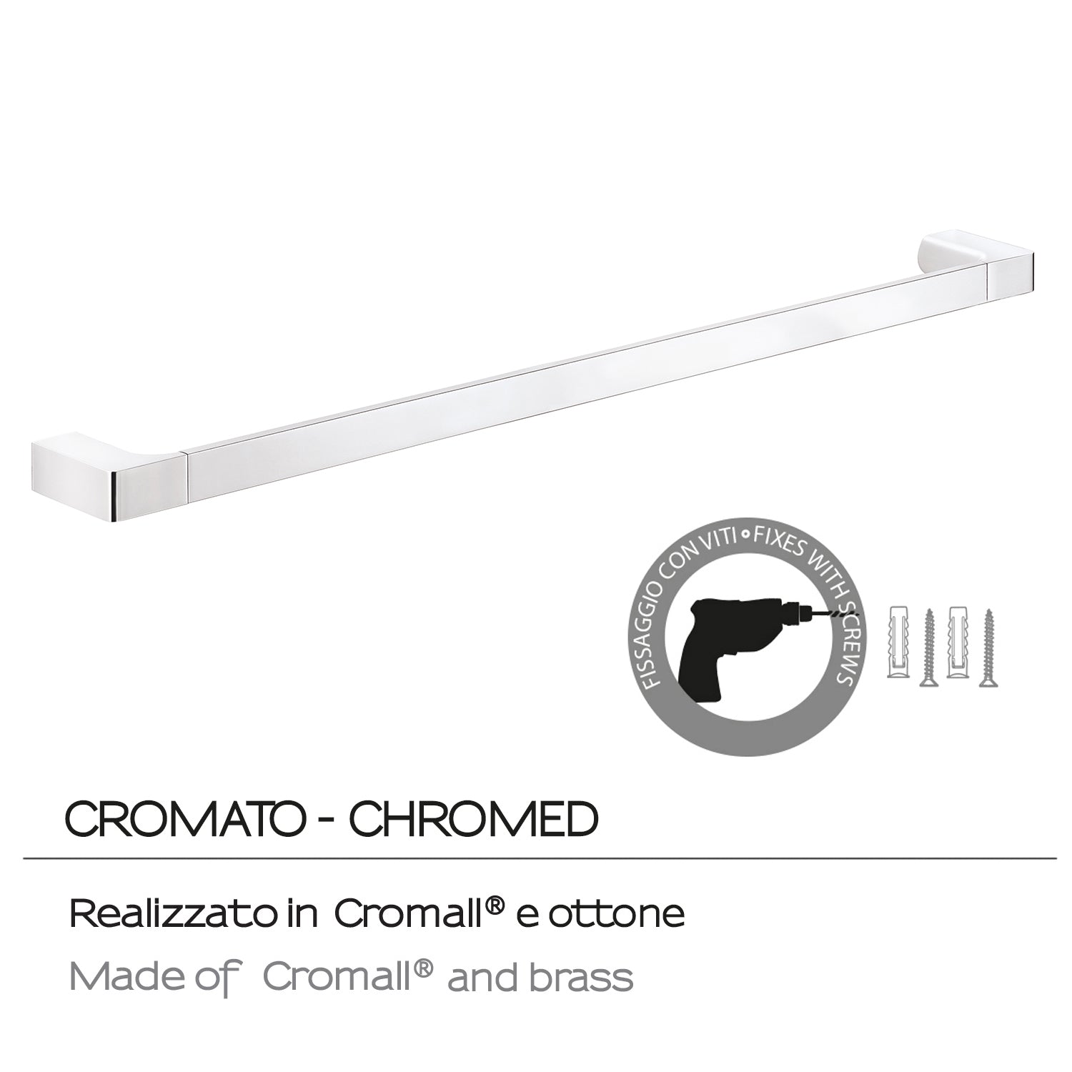 Portasalviette a muro di Gedy serie Pirenei 80 cm - Cromato