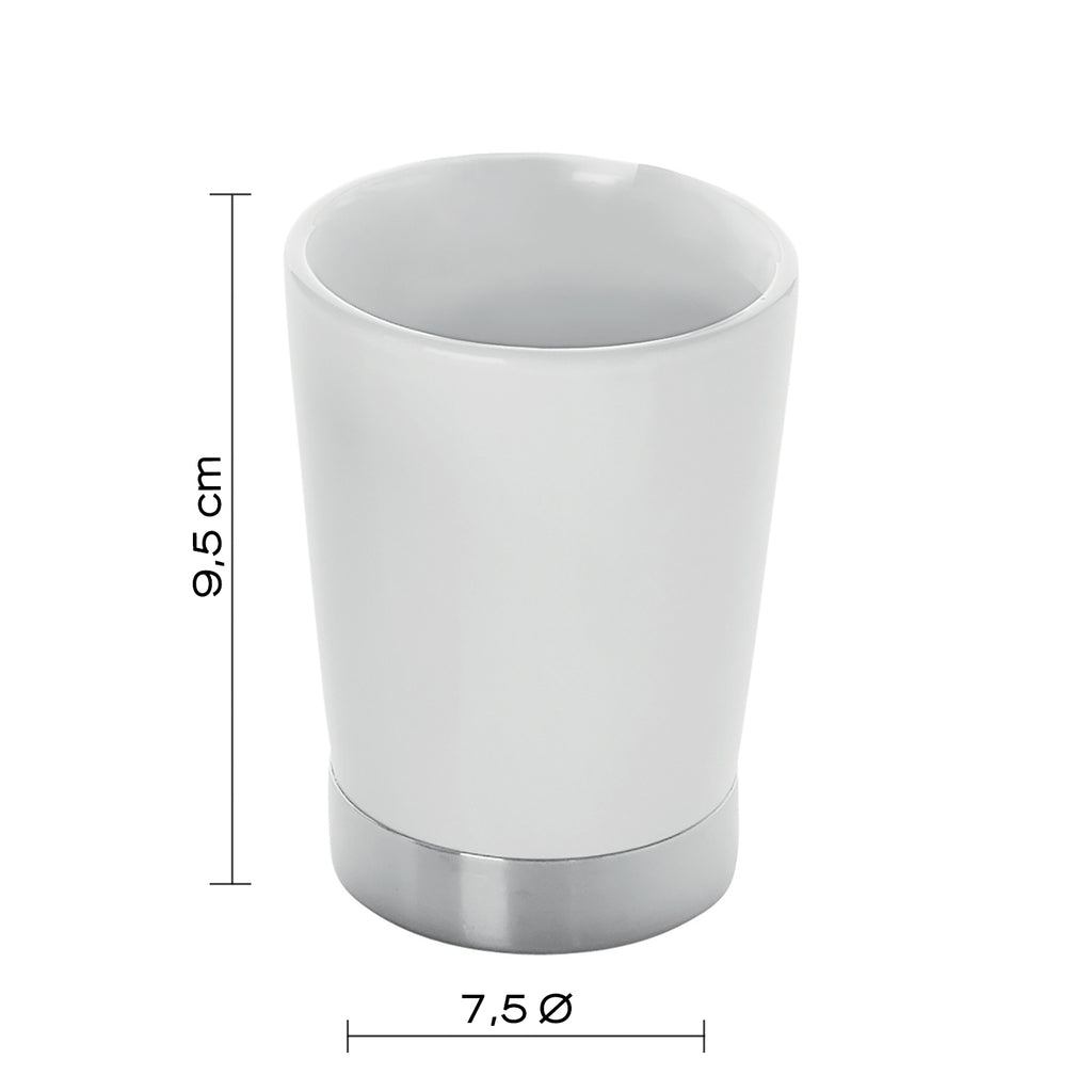 Portaspazzolini in ceramica e Acciaio Inox Gedy serie Petunia - Bianco