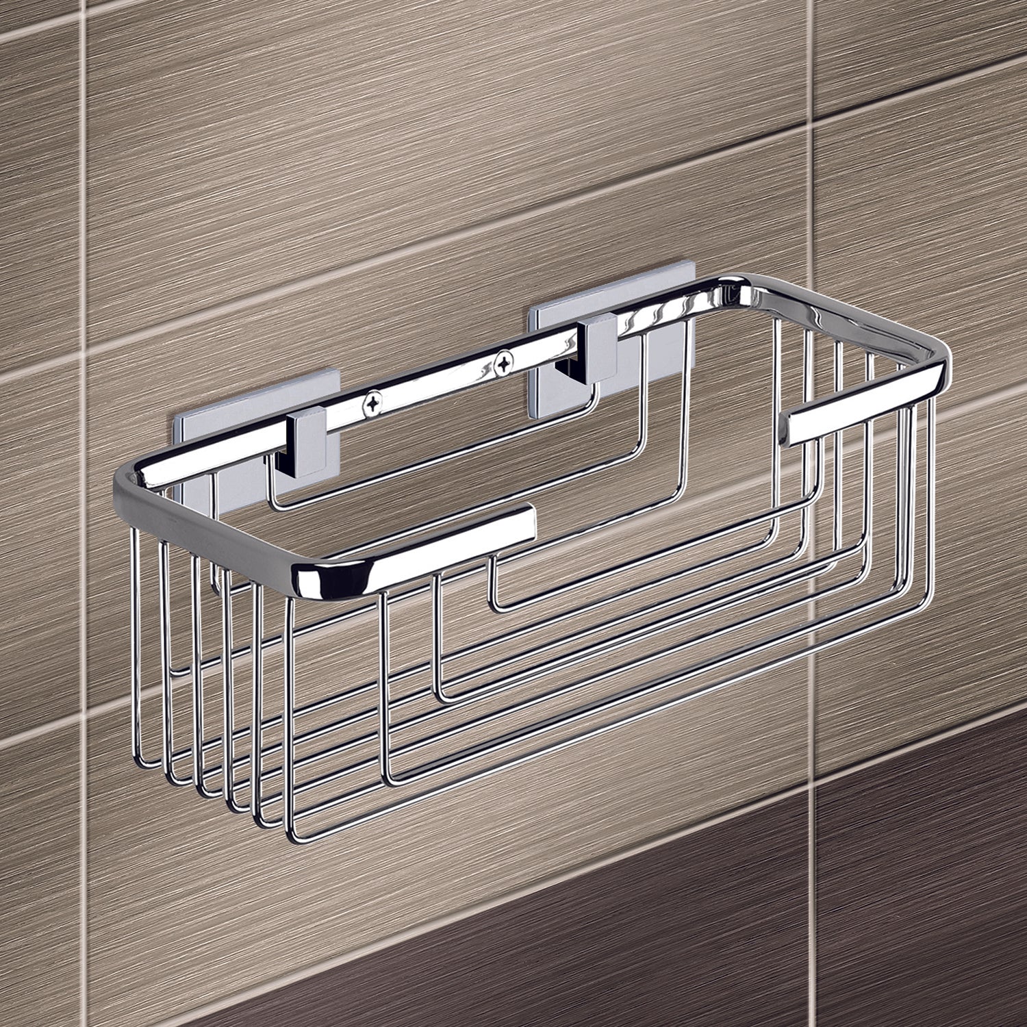 Portaoggetti doccia rettangolare alto modello Augustus di Gedy - Cromato