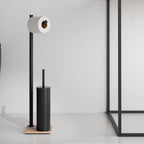 Piantana portarotolo e portascopino modello Trilly in bambu'/nero