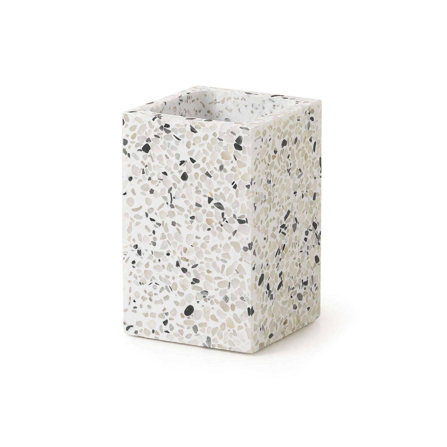 Portaspazzolini in resina e pietre Gedy serie Zoe - Graniglia marmo bianco/nero