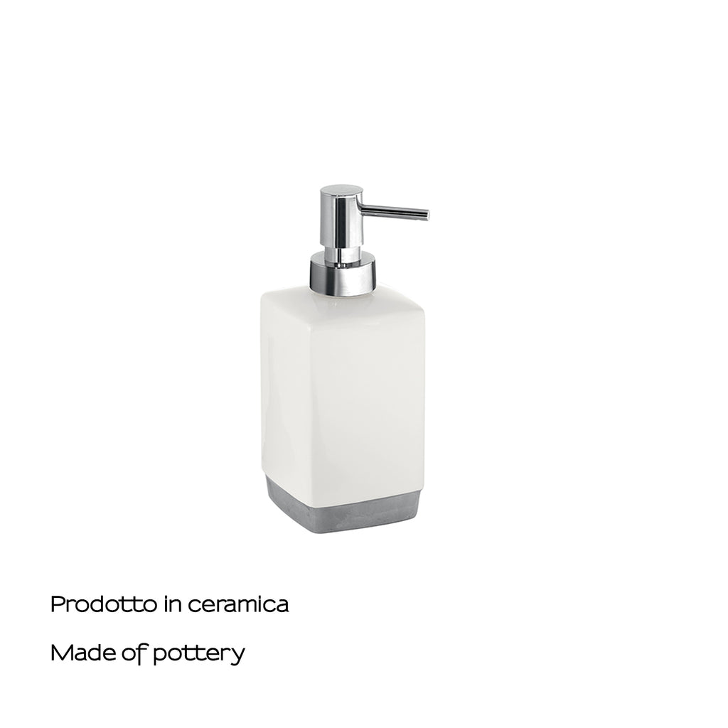Dosasapone in ceramica con erogatore cromato Gedy serie Lucy - Bianco