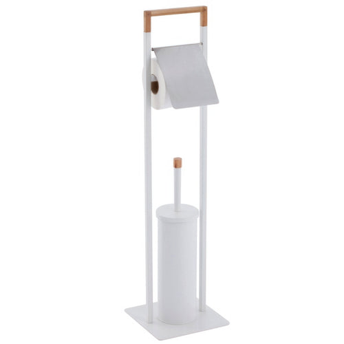 Piantana da bagno con portarotolo carta igienica e scopino wc bianco e bambÃ¹