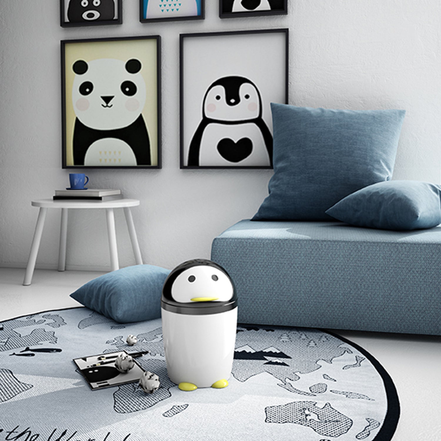 Portarifiuti 7.5 lt modello Peng di Gedy - Bianco/Nero