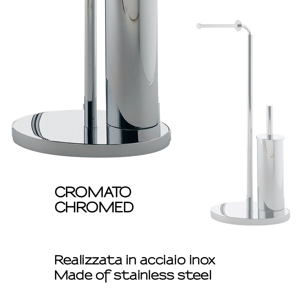 Piantana portarotolo e scopino wc in Acciaio Inox modello Winny di Gedy - Cromato