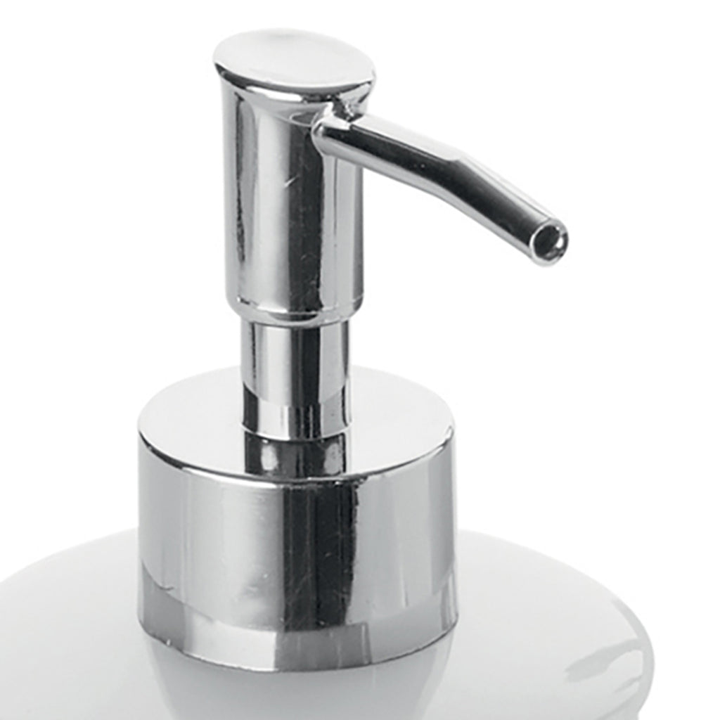 Dosasapone in ceramica e Acciaio Inox con erogatore cromato Gedy serie Petunia - Bianco