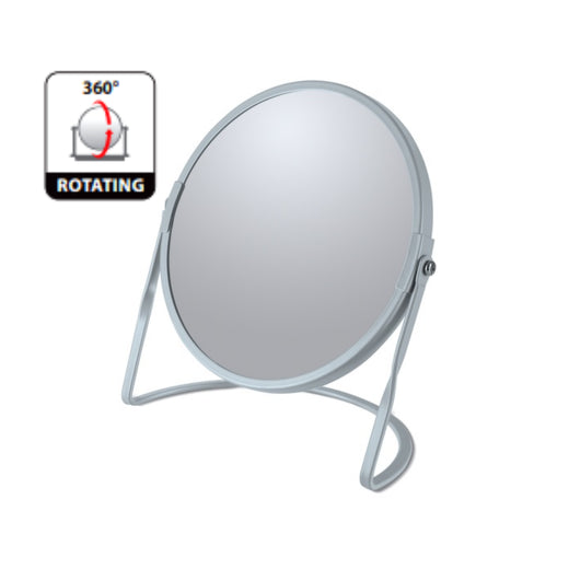 Specchio ingranditore da tavolo su base in acciaio modello Akira colore blu ghiaccio opaco