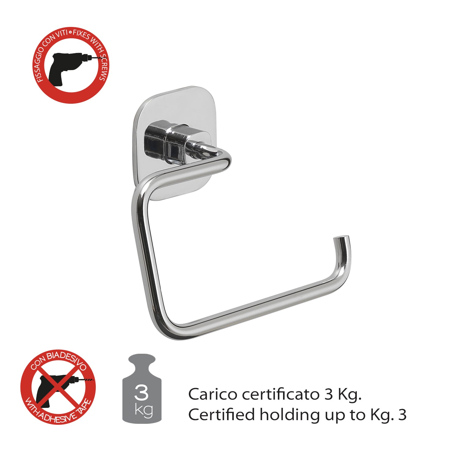 Porta carta igienica in acciaio inox e cromall Teide di Gedy - Cromato