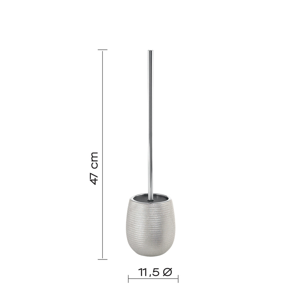 Scopino da appoggio in ceramica con ciuffo in setole Gedy modello Astrid - Argento